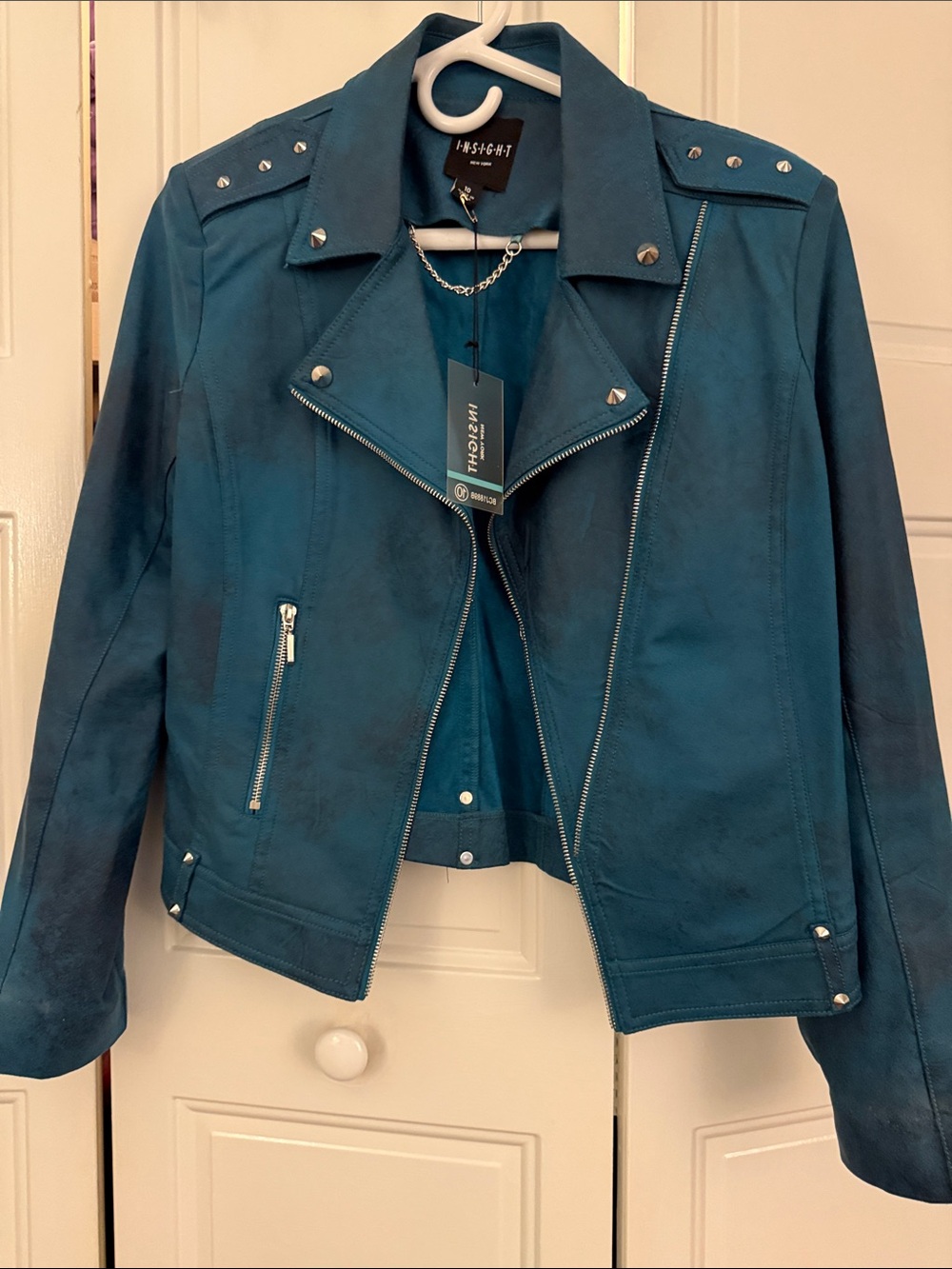 Insight NY Teal Faux Suede Moto Jacket - Women's